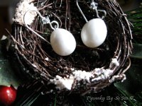 Tiny Finch Egg Pearl Earrings Pysanky Eggshell Jewelry by So Jeo : pysanky sojeo so jeo pysanka ukrainian easter egg batik art eggshell artist design designs finch parakeet lovebird tiny actual earrings jewelry pendants